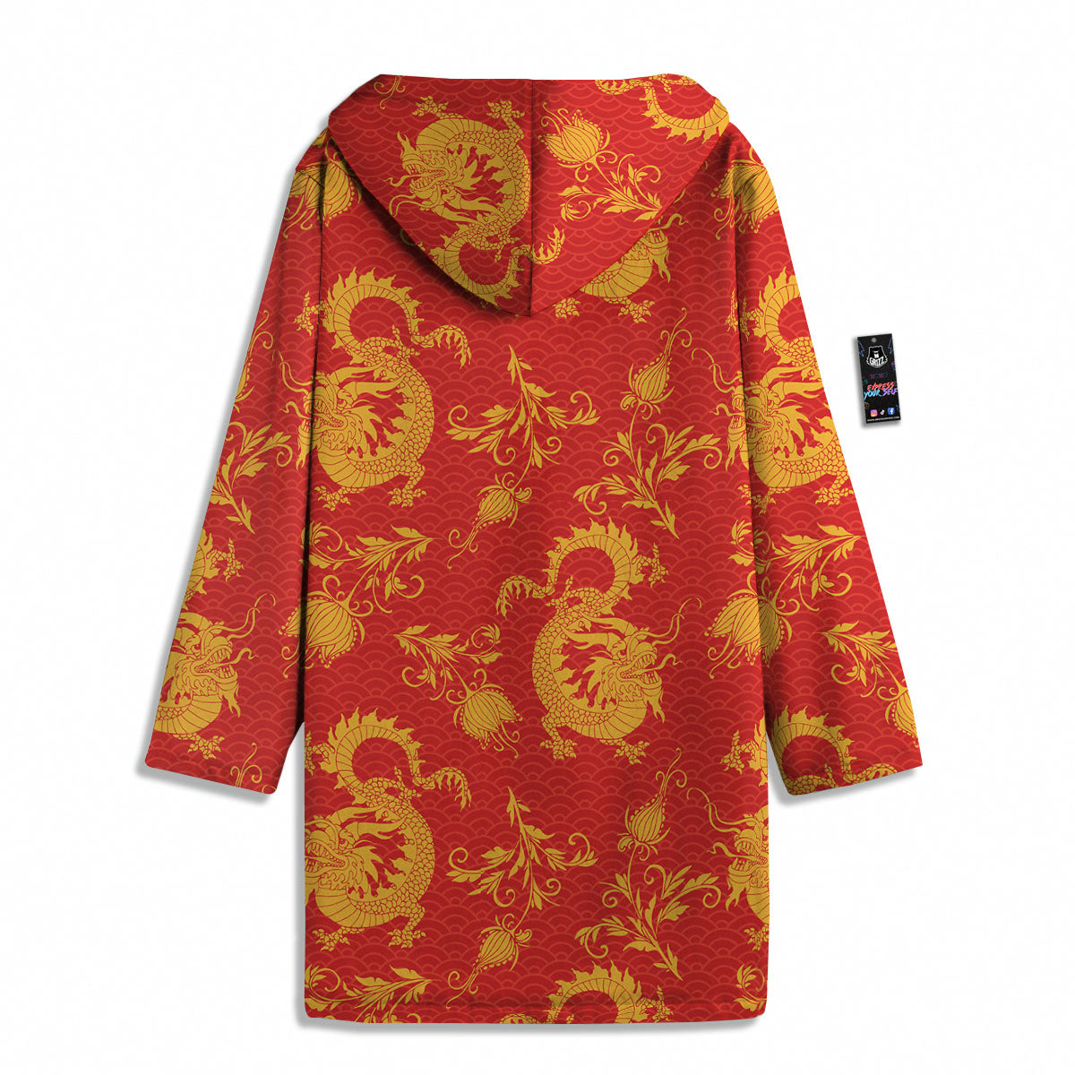 Lotus Red Dragon Print Pattern Men's Windbreaker Jacket-grizzshop