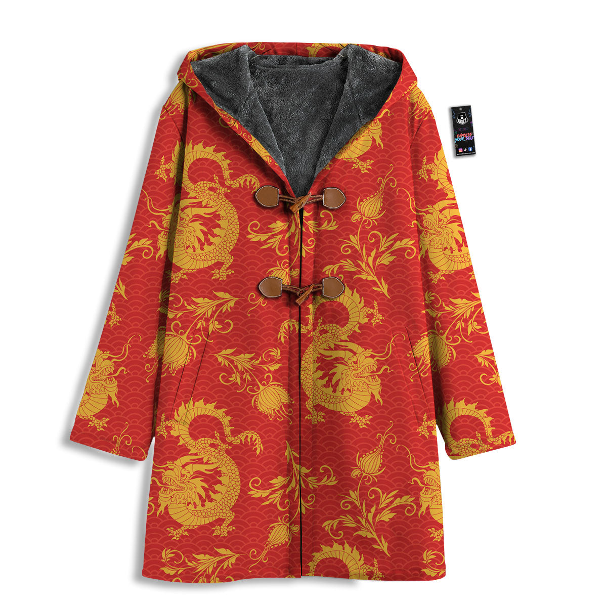 Lotus Red Dragon Print Pattern Men's Windbreaker Jacket-grizzshop