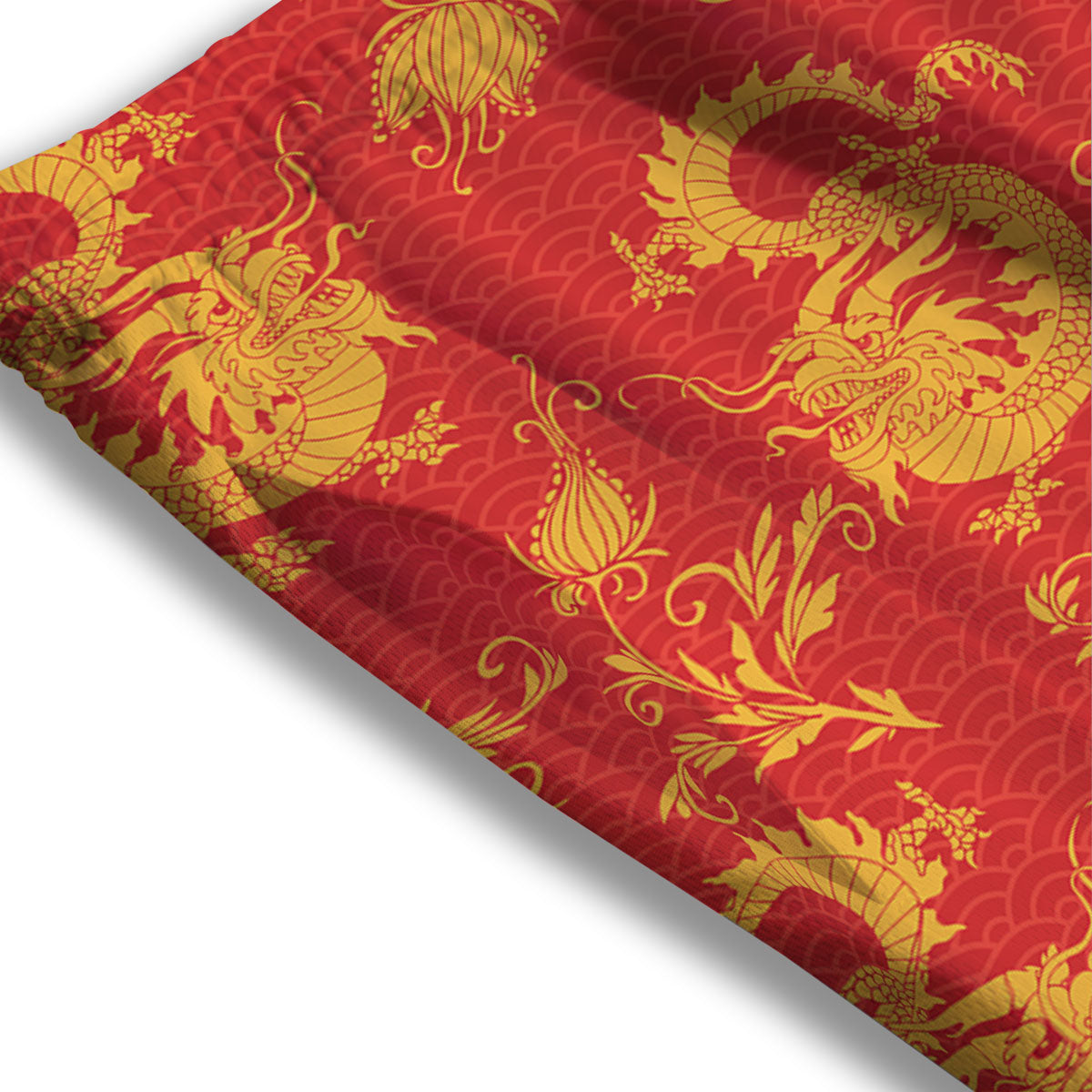 Lotus Red Dragon Print Pattern Mesh Shorts