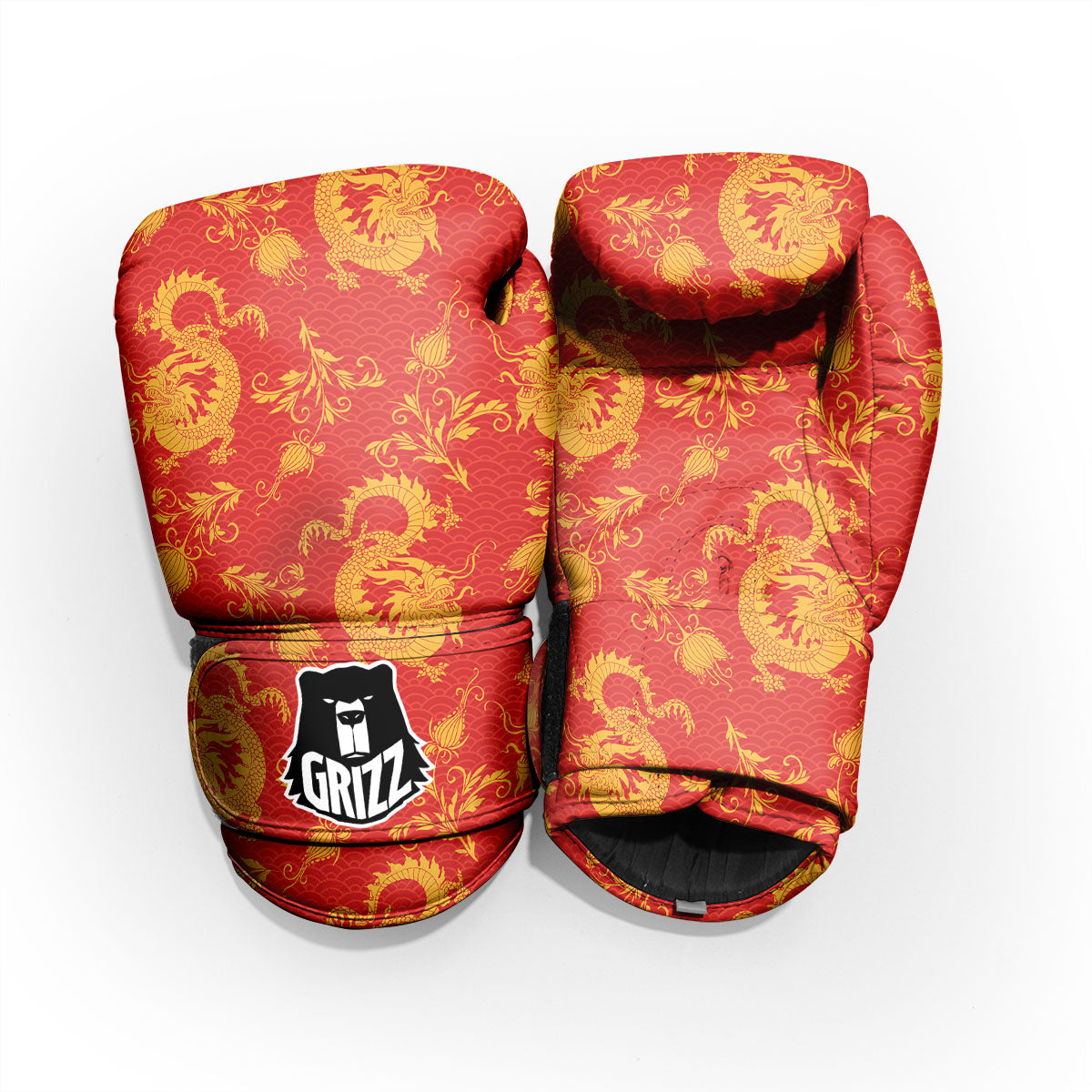 Lotus Red Dragon Print Pattern Pro Boxing Glove