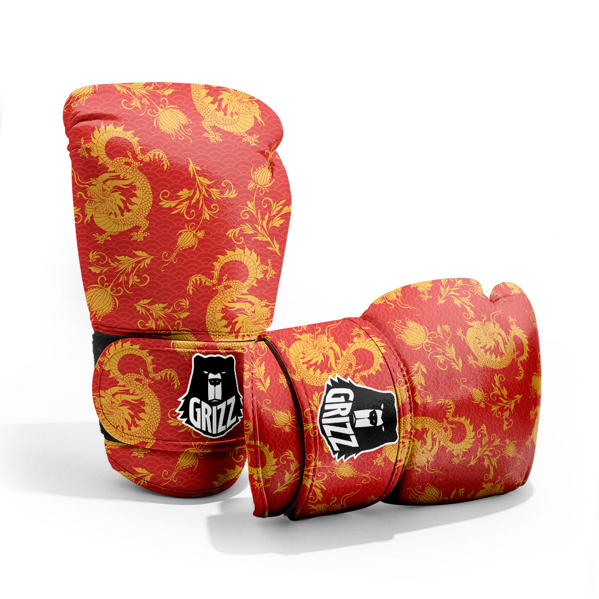 Lotus Red Dragon Print Pattern Pro Boxing Glove
