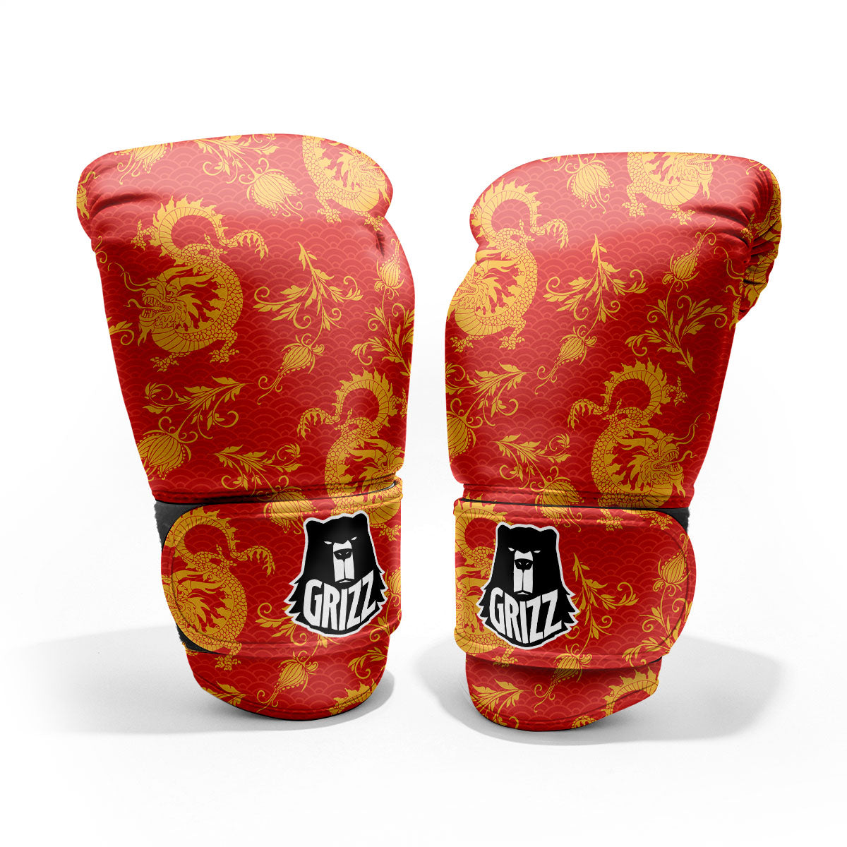 Lotus Red Dragon Print Pattern Pro Boxing Glove