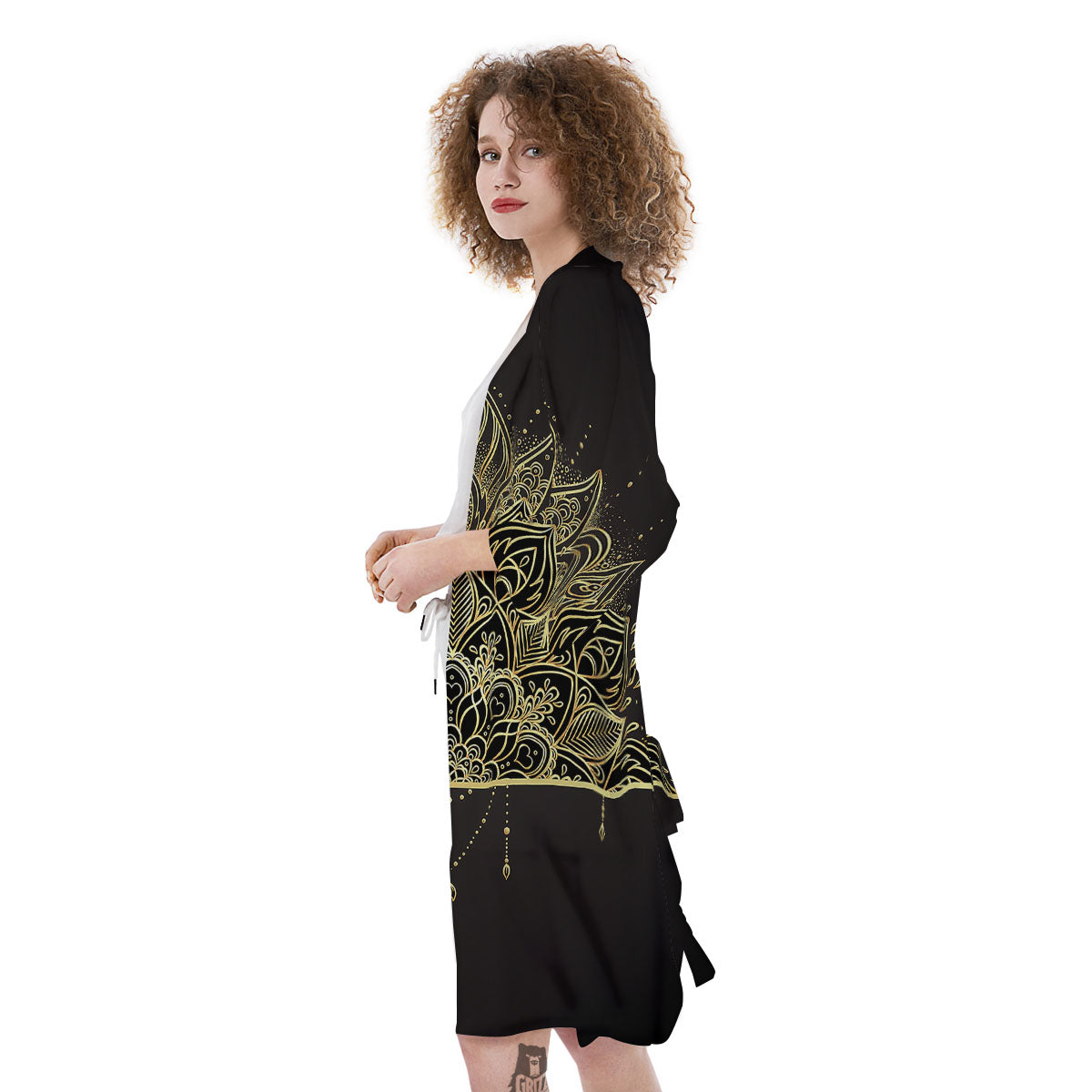Lotus Spiritual Golden Print Kimono-grizzshop
