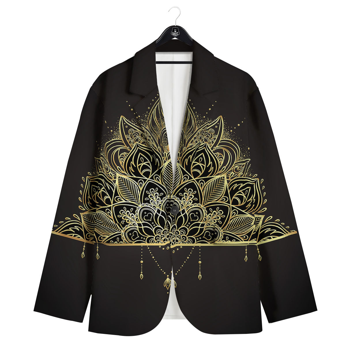 Lotus Spiritual Golden Print Men's Sport Coat-grizzshop