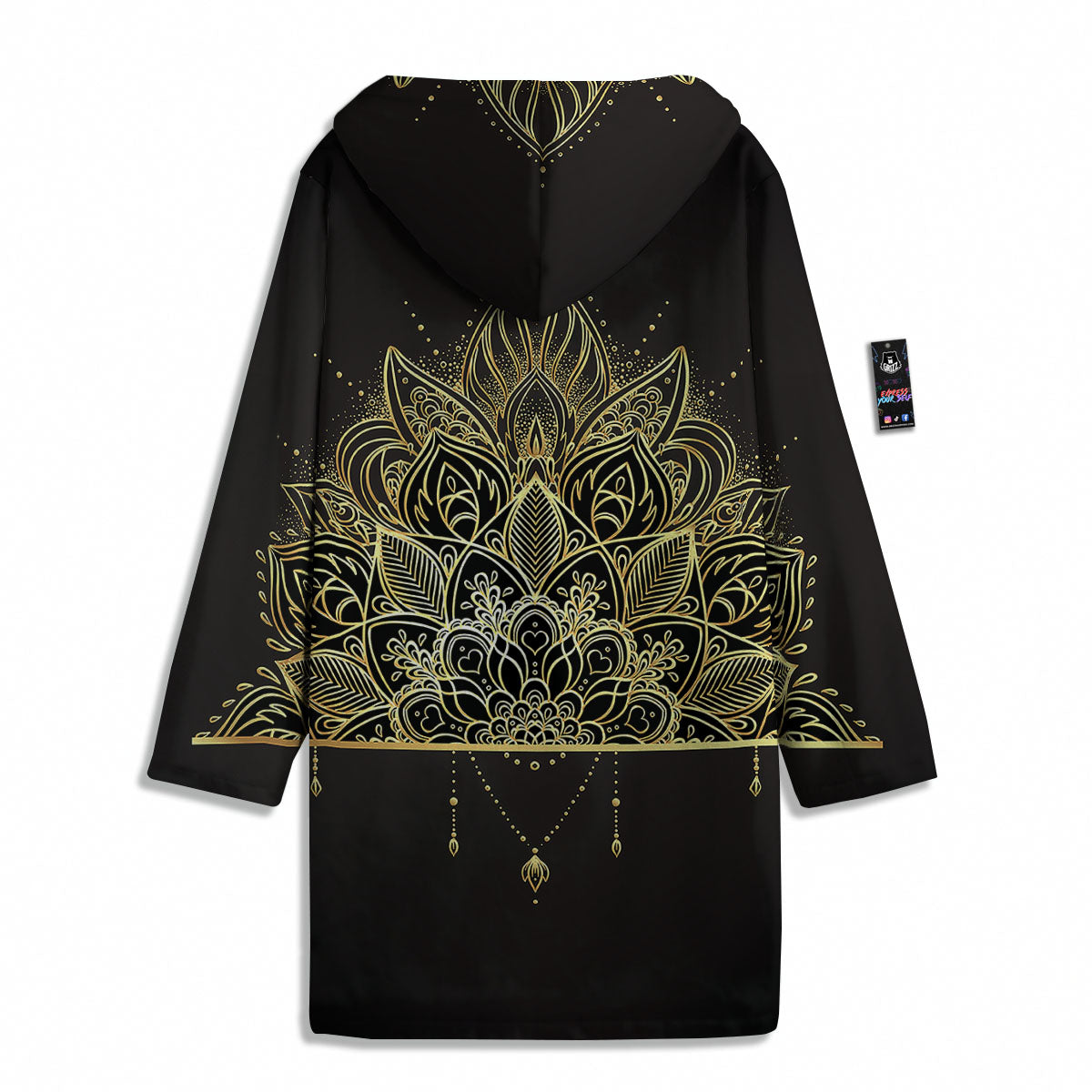 Lotus Spiritual Golden Print Men's Windbreaker Jacket-grizzshop