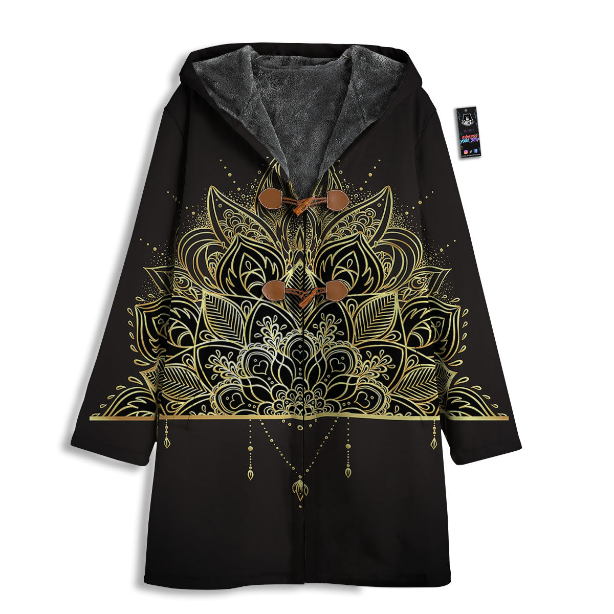 Lotus Spiritual Golden Print Men's Windbreaker Jacket-grizzshop