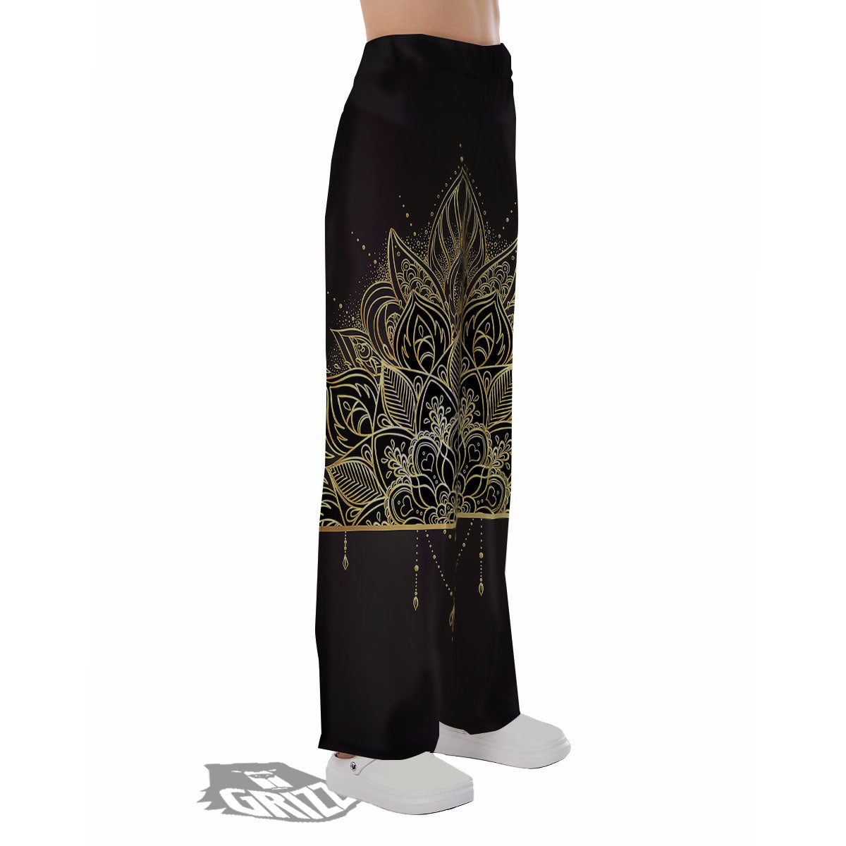 Lotus Spiritual Golden Print Pajama Pants-grizzshop