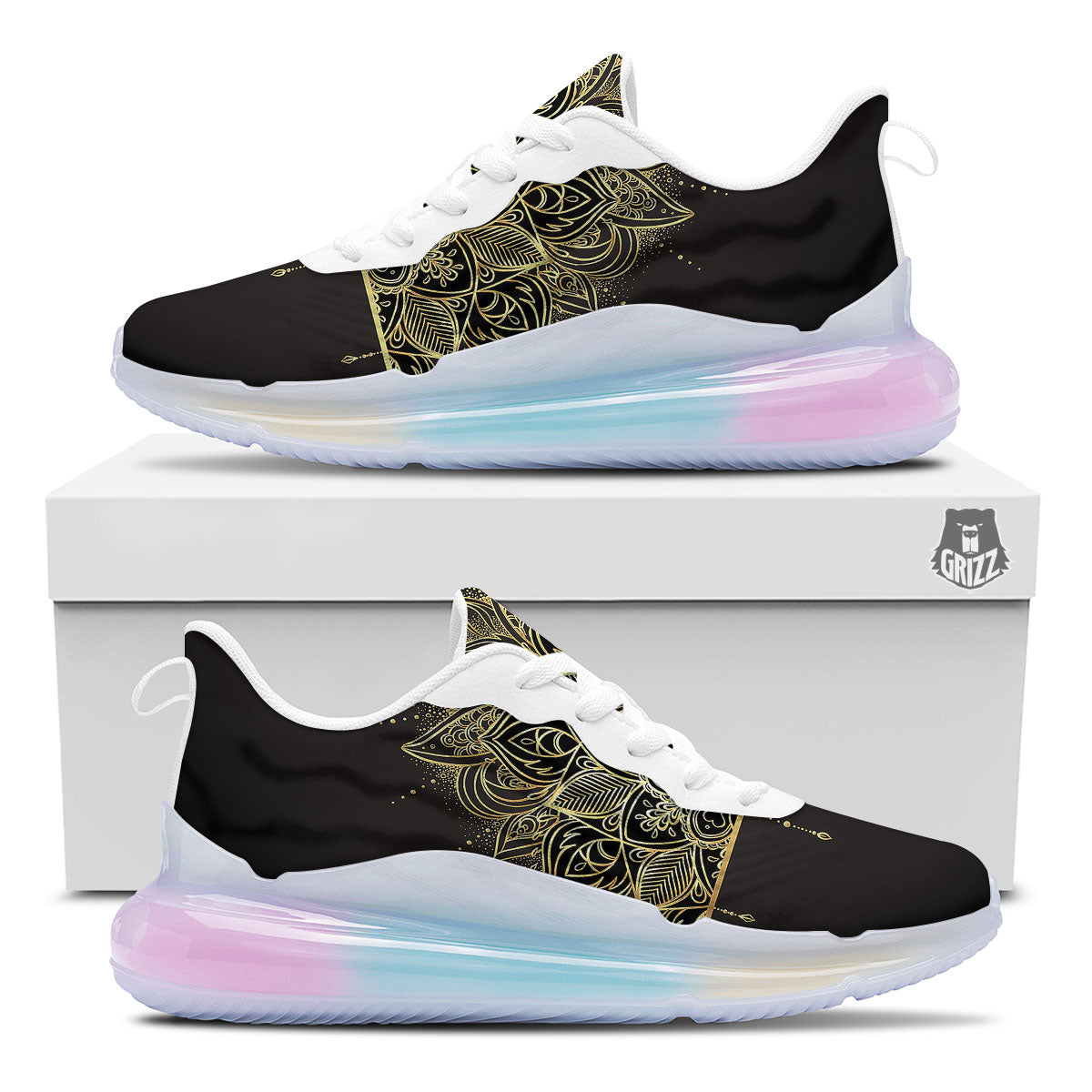 Lotus Spiritual Golden Print Running Sneakers-grizzshop