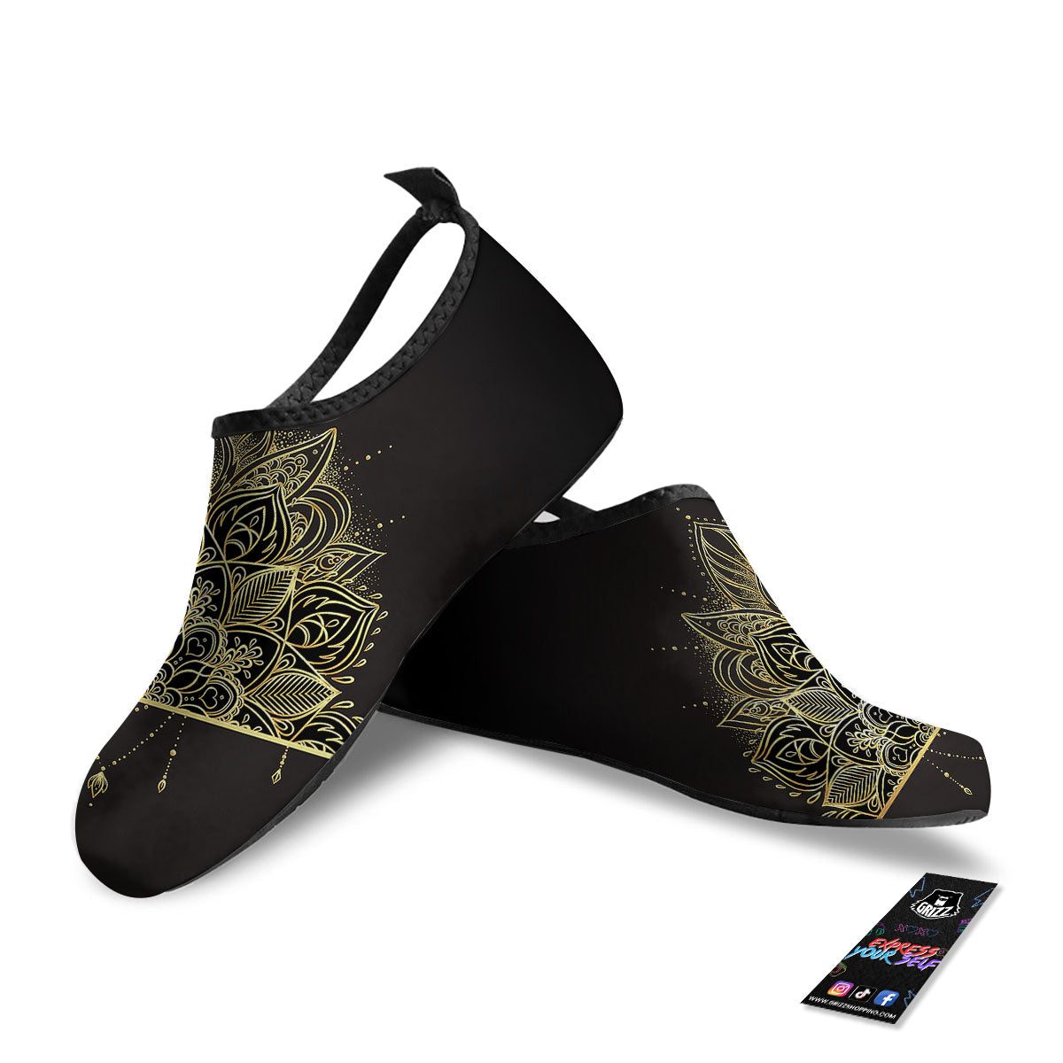 Lotus Spiritual Golden Print Water Shoes-grizzshop