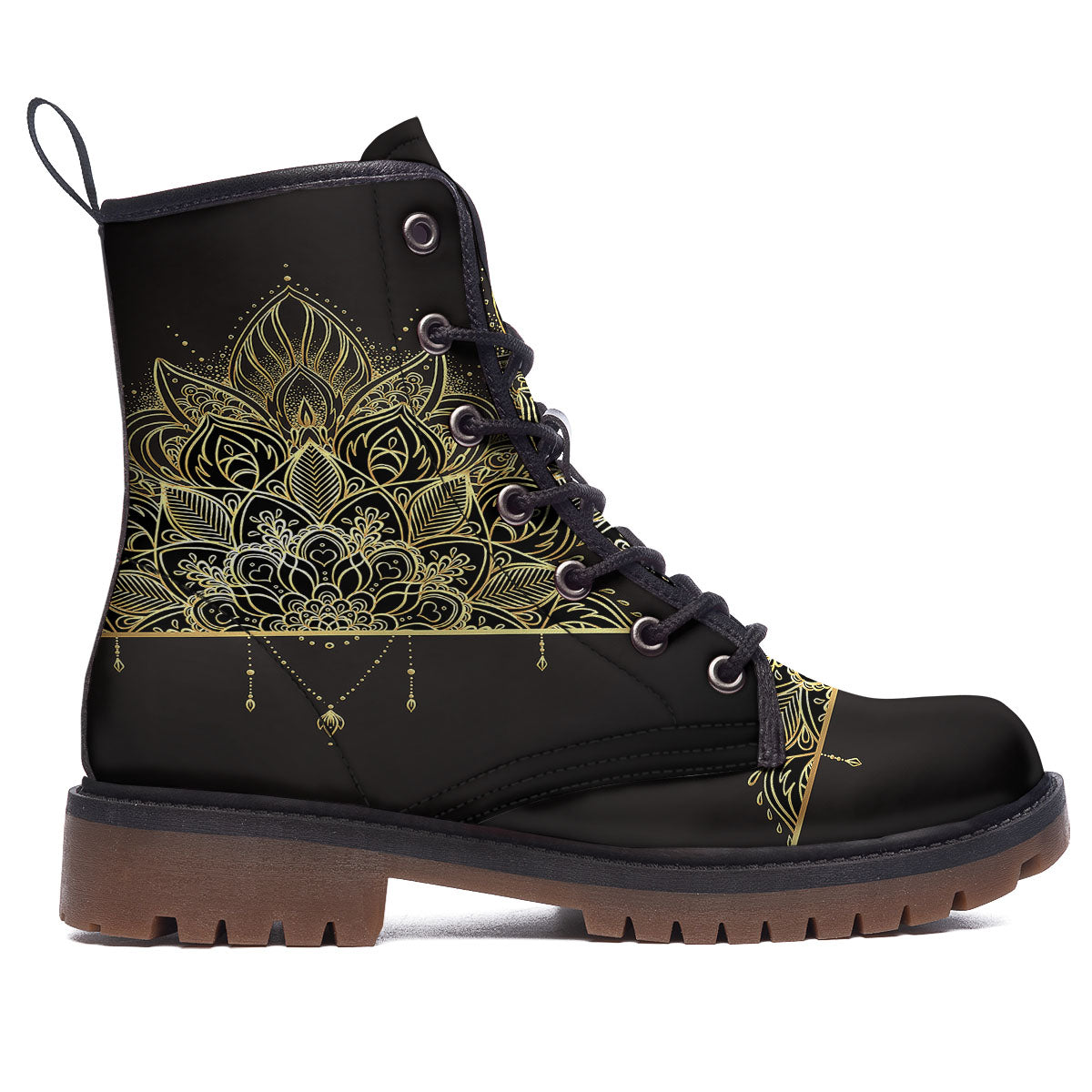 Lotus Spiritual Golden Print Work Boots-grizzshop