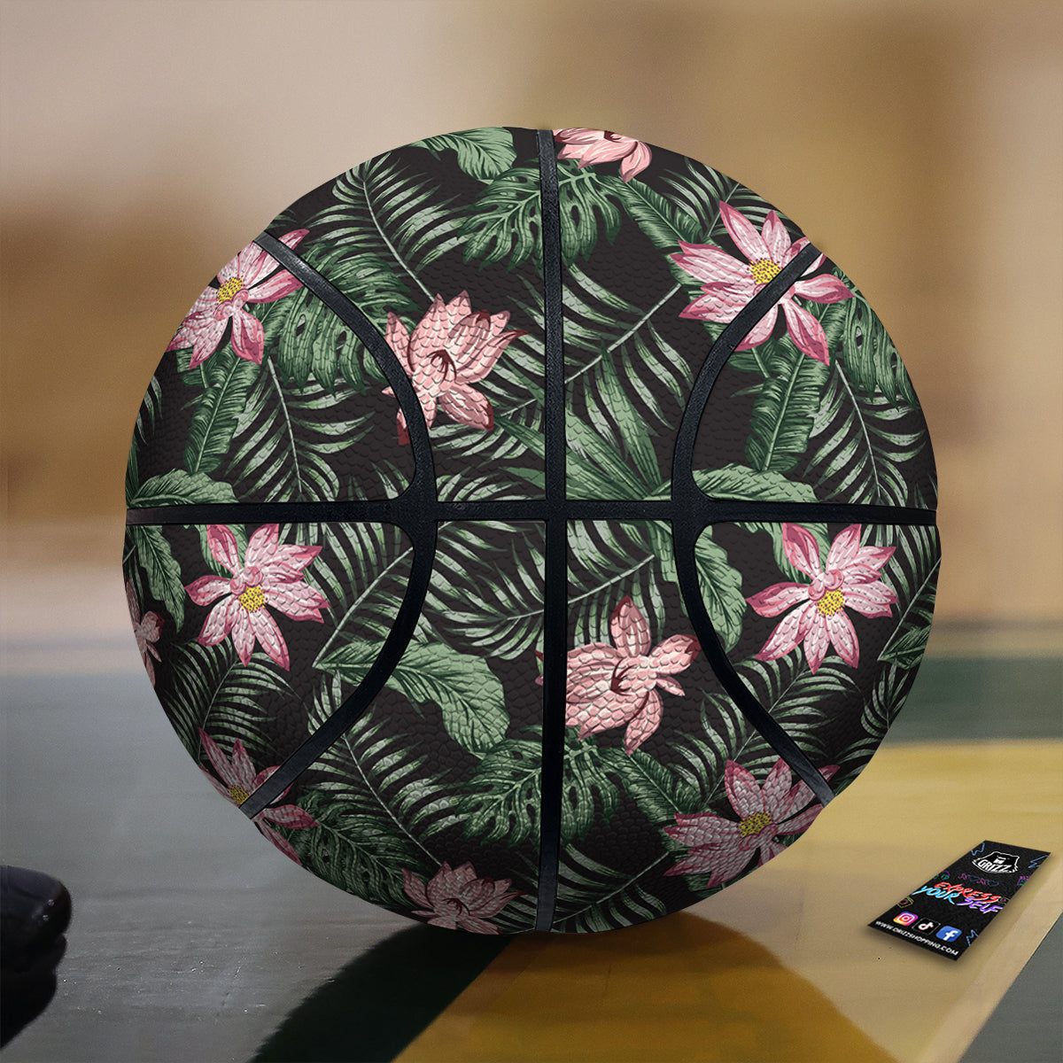 Lotus Tropical Print Pattern Basketball