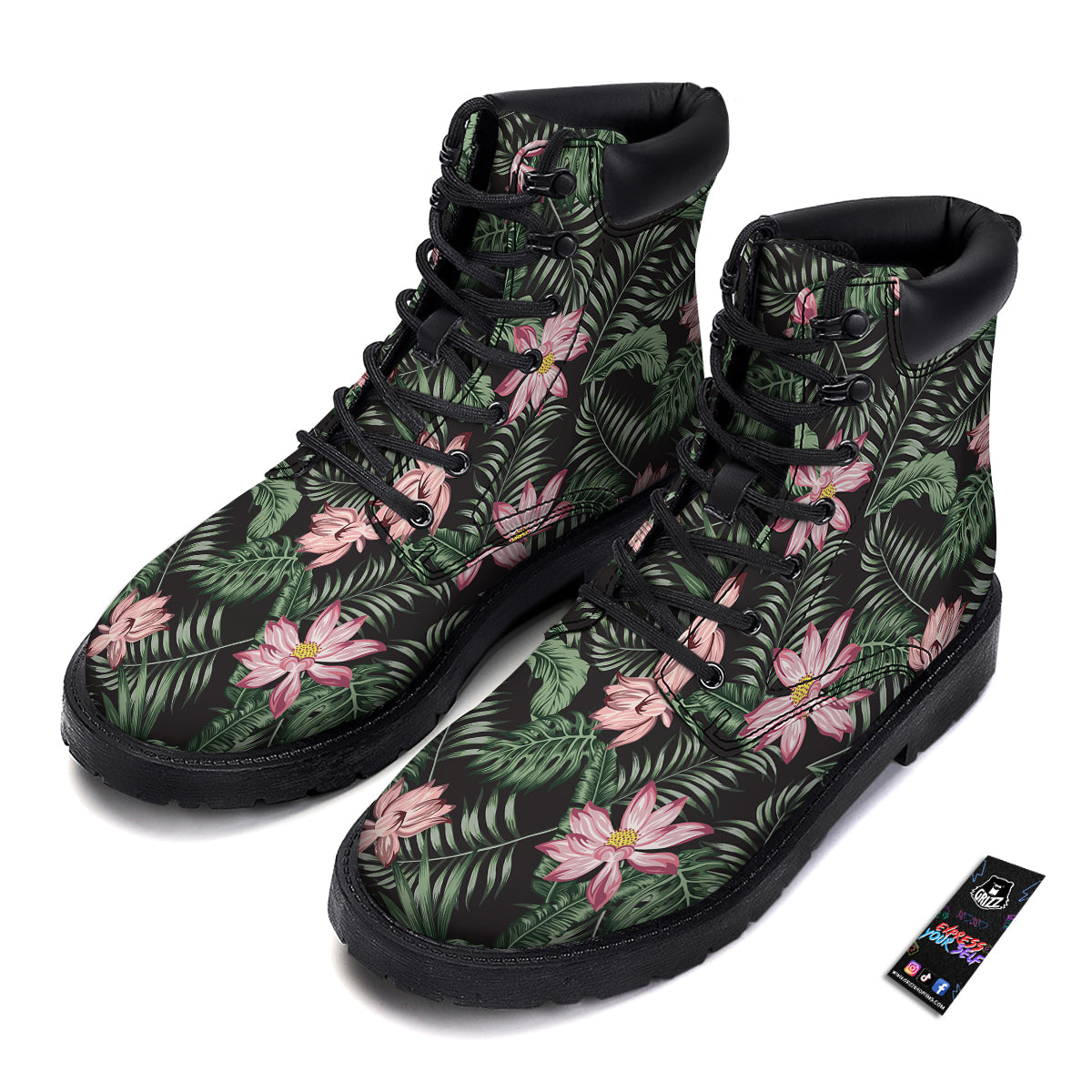 Lotus Tropical Print Pattern Boots-grizzshop