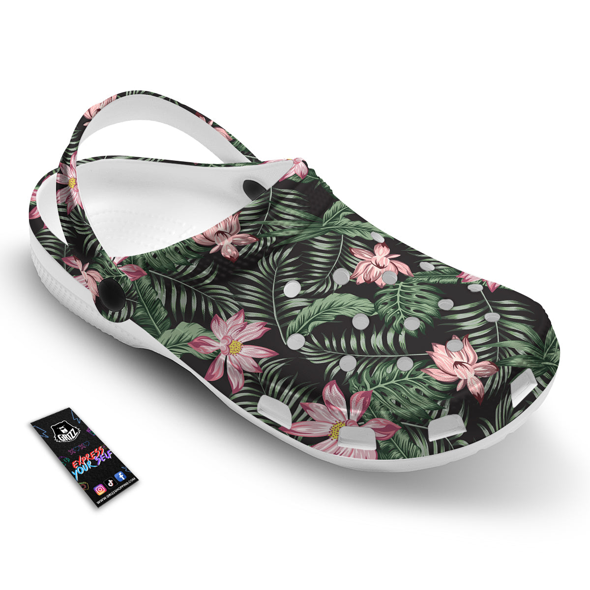 Lotus Tropical Print Pattern Clog-grizzshop