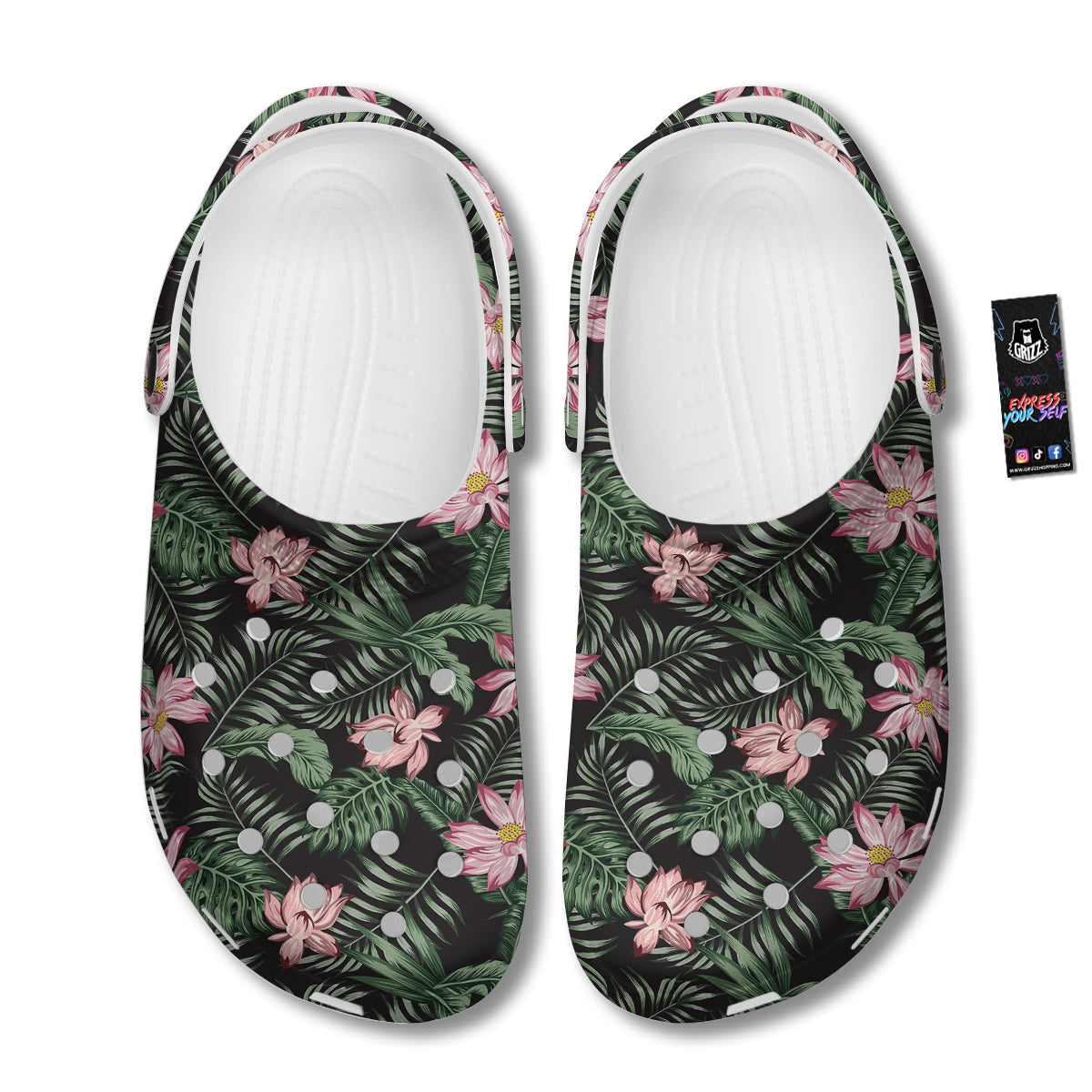 Lotus Tropical Print Pattern Clog-grizzshop