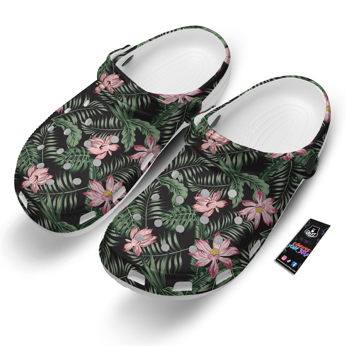 Lotus Tropical Print Pattern Clog-grizzshop