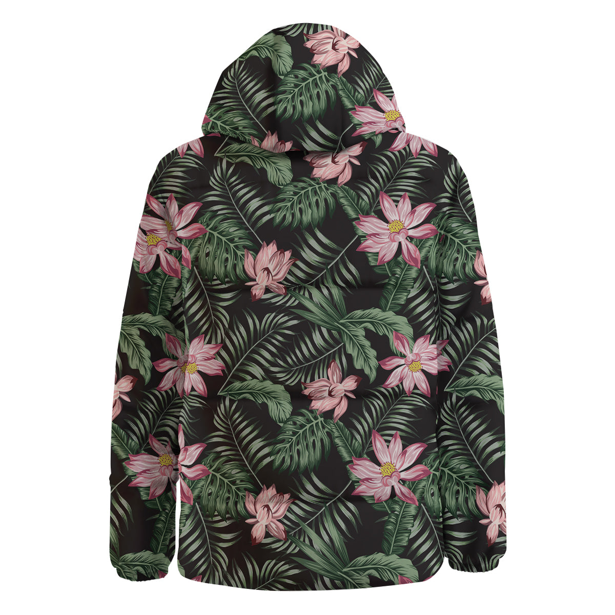Lotus Tropical Print Pattern Down Jacket-grizzshop