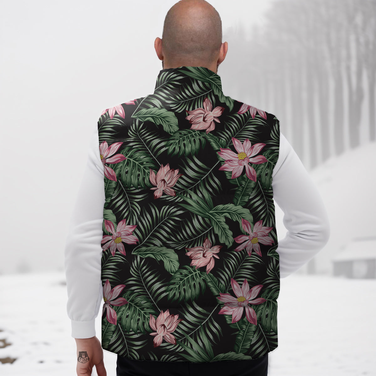 Lotus Tropical Print Pattern Down Vest