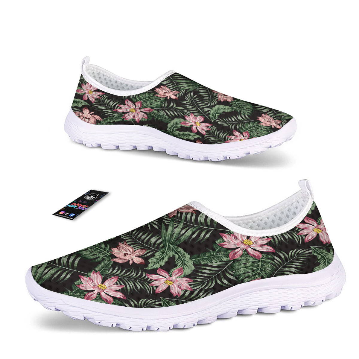 Lotus Tropical Print Pattern Nurse Shoes-grizzshop