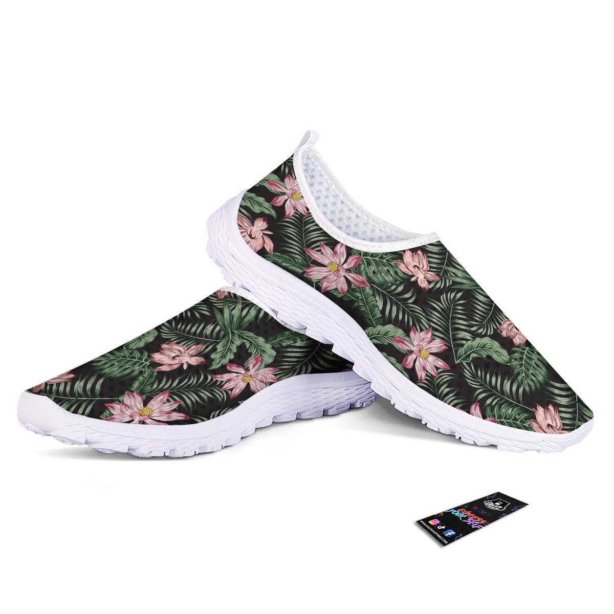 Lotus Tropical Print Pattern Nurse Shoes-grizzshop
