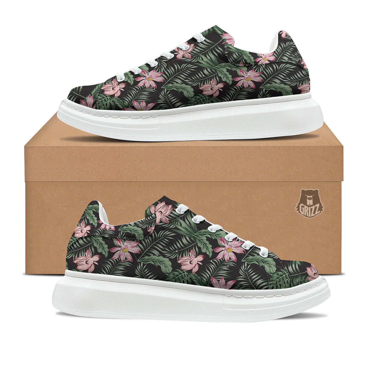 Lotus Tropical Print Pattern Platform Shoes-grizzshop
