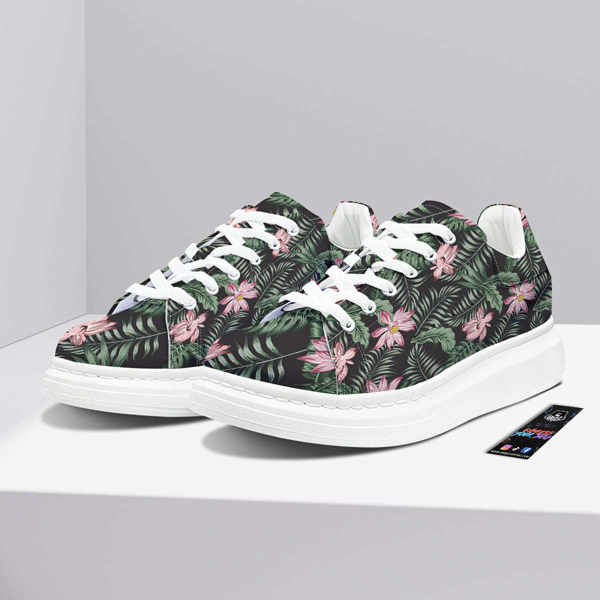 Lotus Tropical Print Pattern Platform Shoes-grizzshop