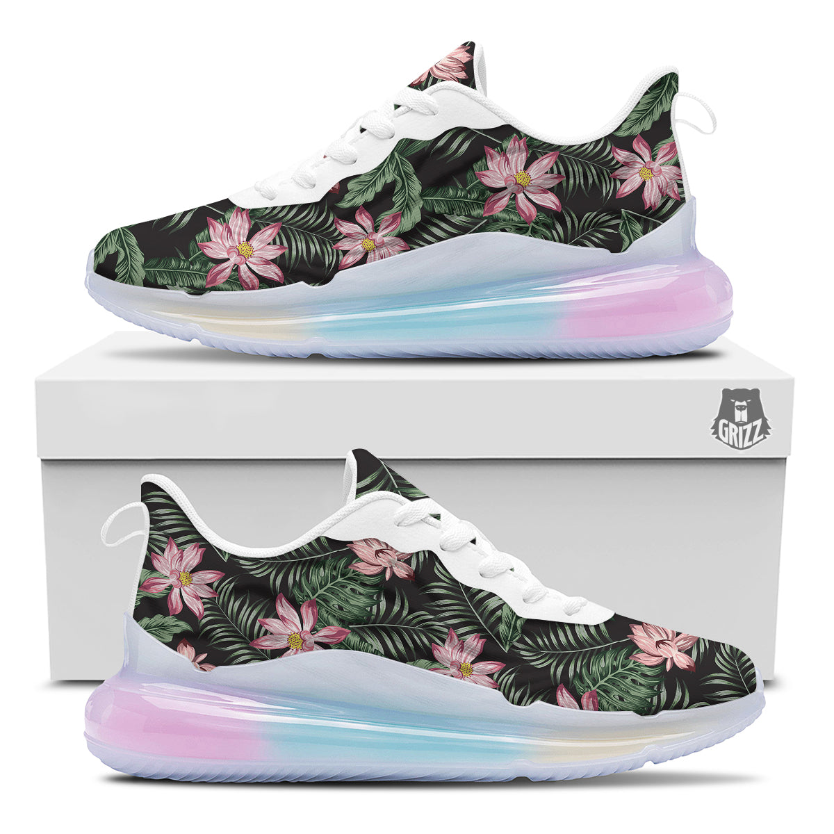 Lotus Tropical Print Pattern Running Sneakers-grizzshop