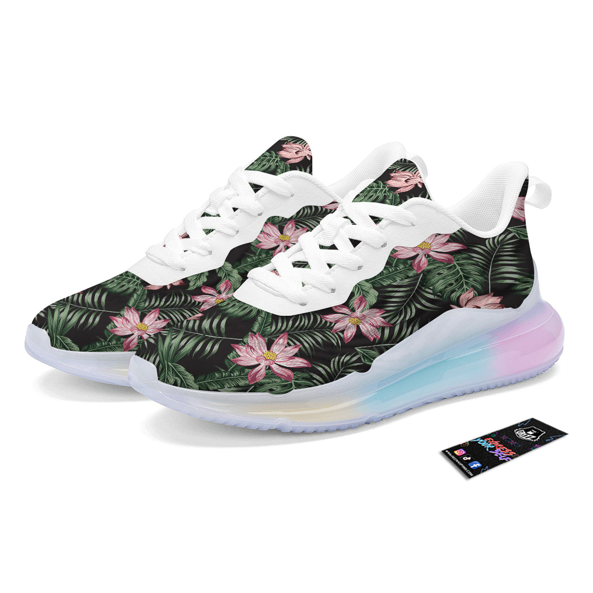 Lotus Tropical Print Pattern Running Sneakers-grizzshop