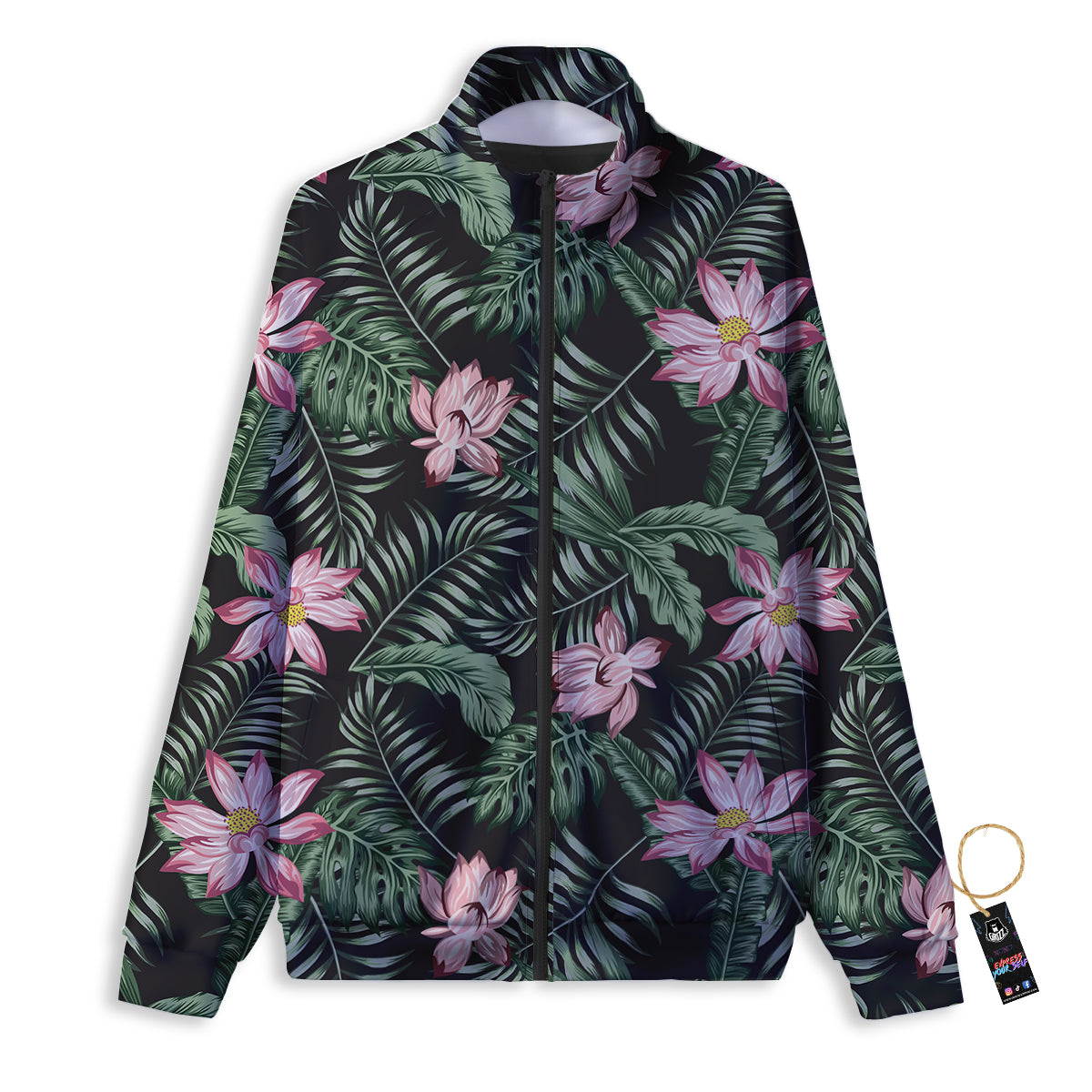 Lotus Tropical Print Pattern Track Jacket-grizzshop