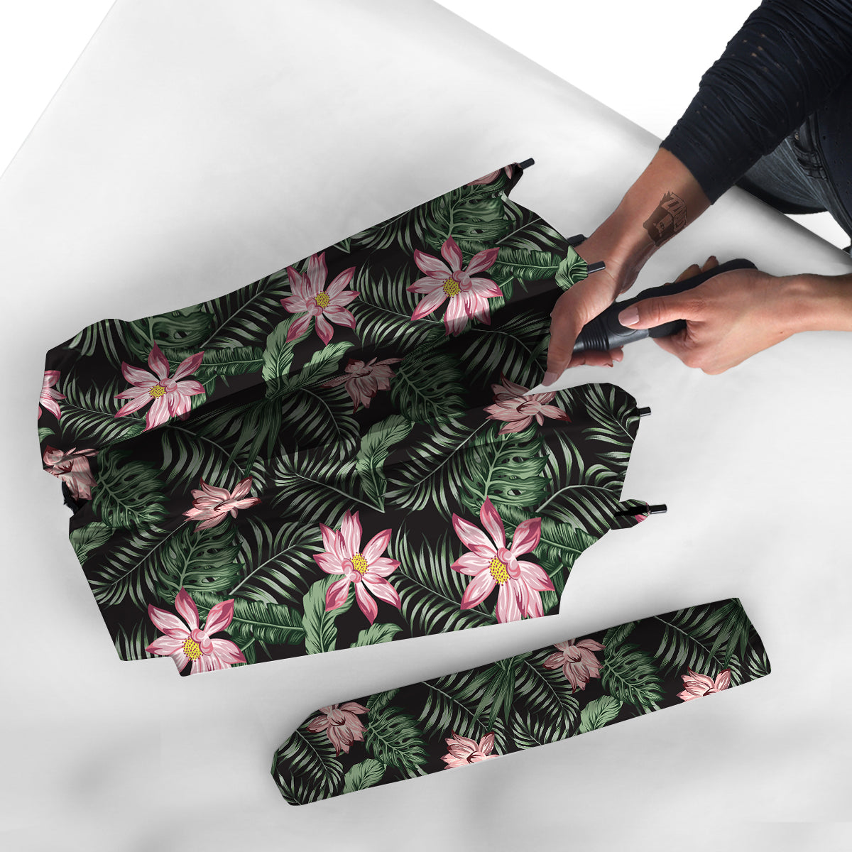 Lotus Tropical Print Pattern Umbrella-grizzshop