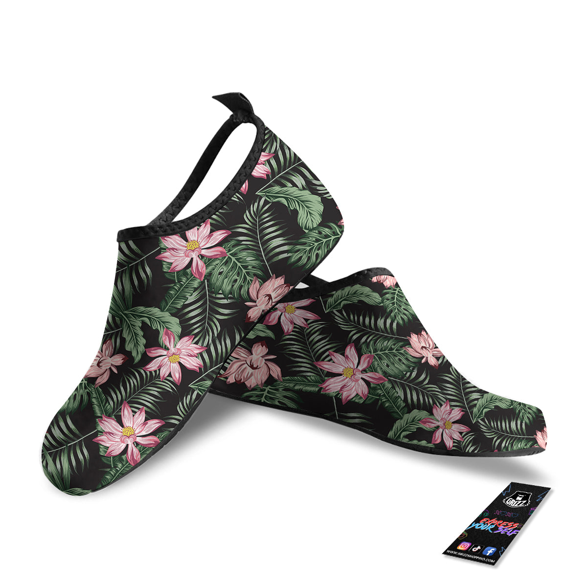 Lotus Tropical Print Pattern Water Shoes-grizzshop