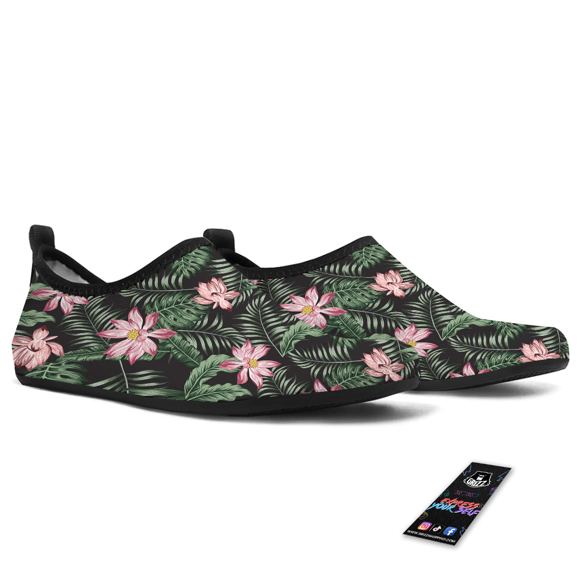 Lotus Tropical Print Pattern Water Shoes-grizzshop