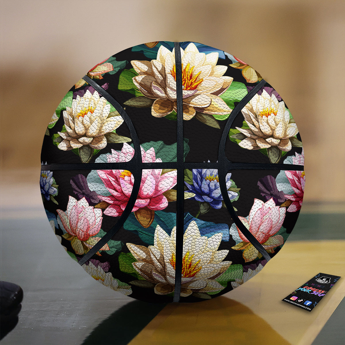 Lotus Vintage Print Pattern Basketball