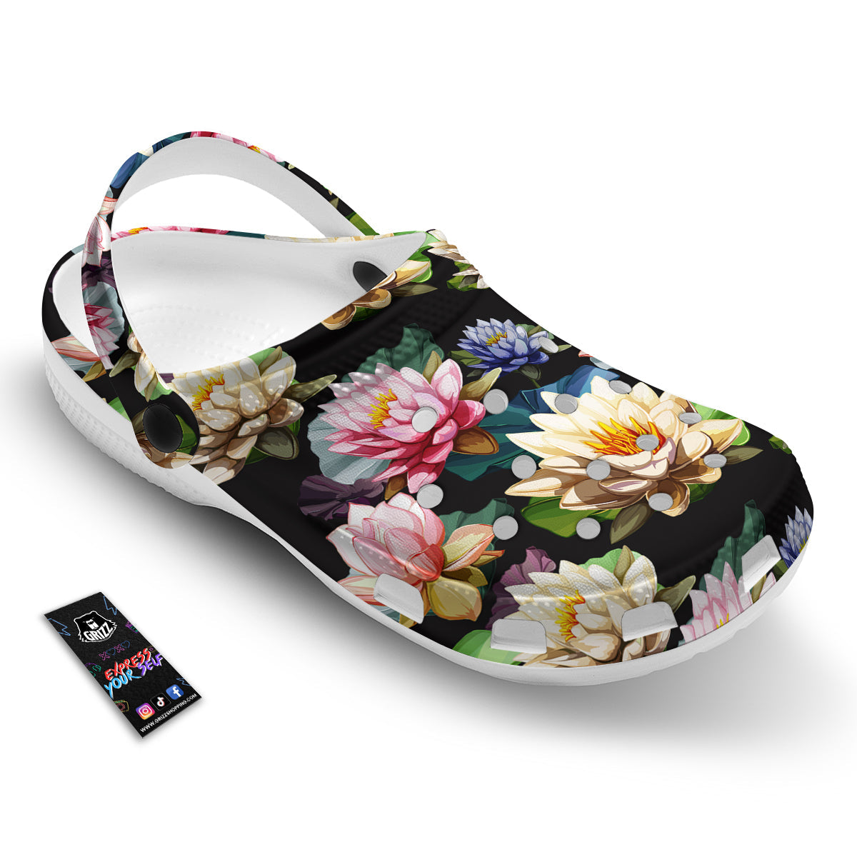 Lotus Vintage Print Pattern Clog-grizzshop