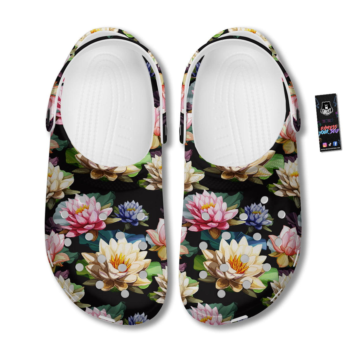 Lotus Vintage Print Pattern Clog-grizzshop
