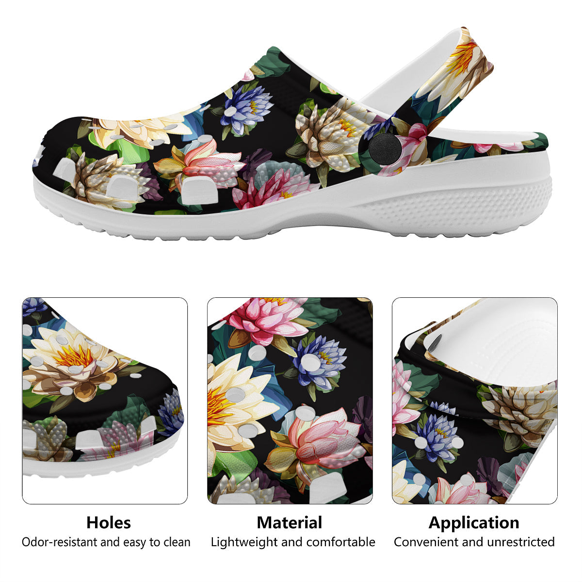 Lotus Vintage Print Pattern Clog-grizzshop