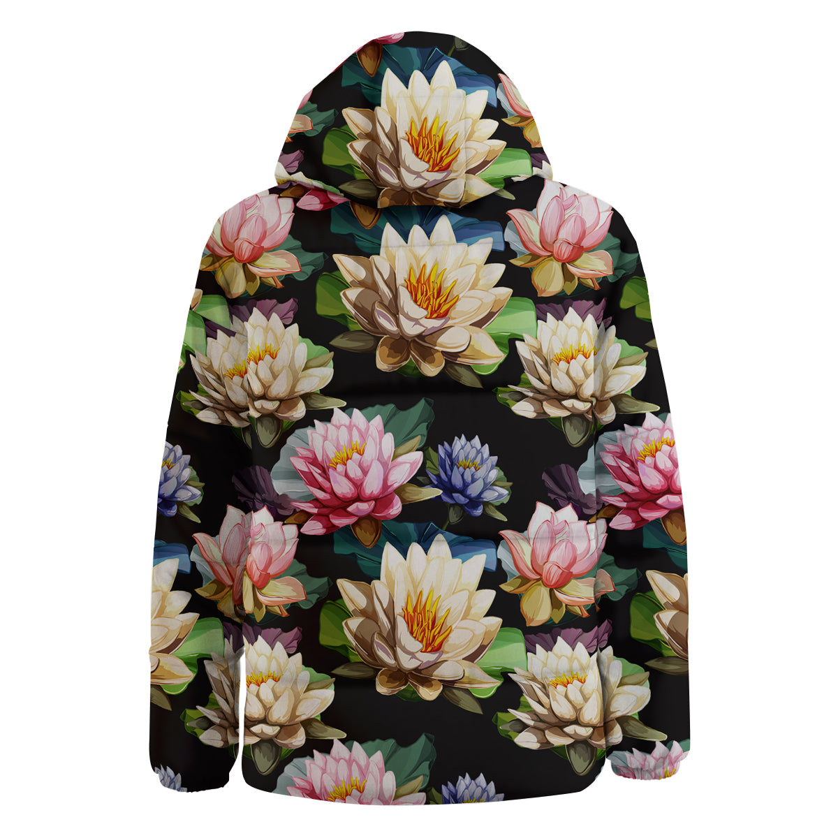 Lotus Vintage Print Pattern Down Jacket-grizzshop