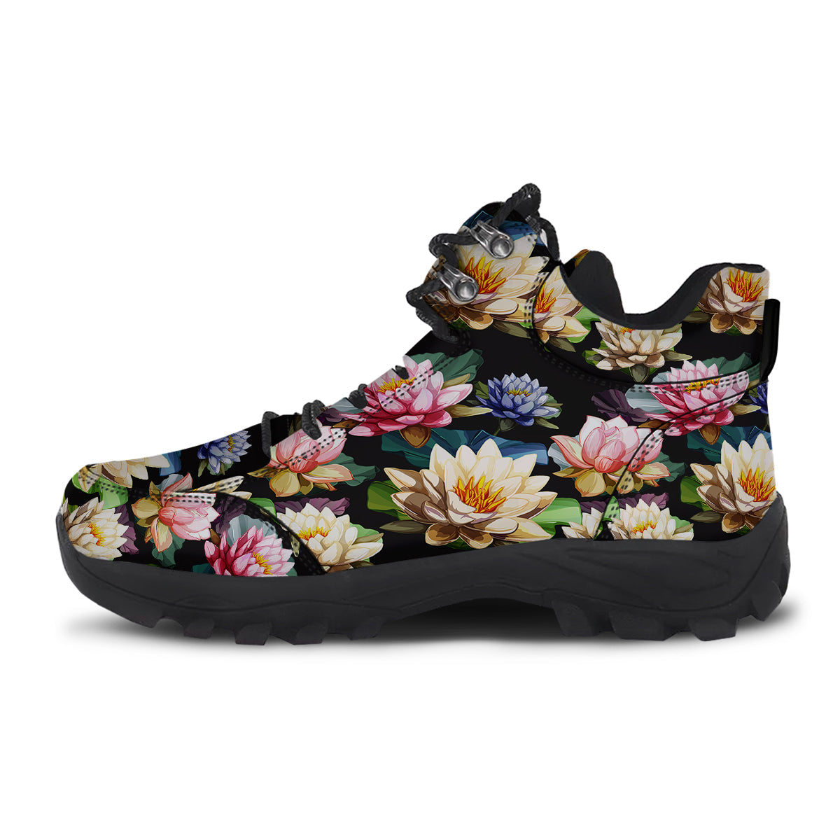 Lotus Vintage Print Pattern Hiking Shoes-grizzshop