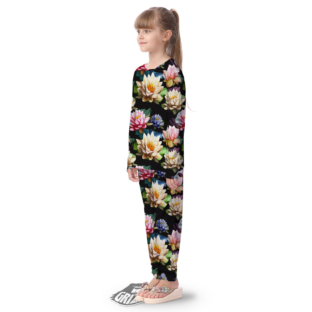 Lotus Vintage Print Pattern Kid's Pajamas-grizzshop