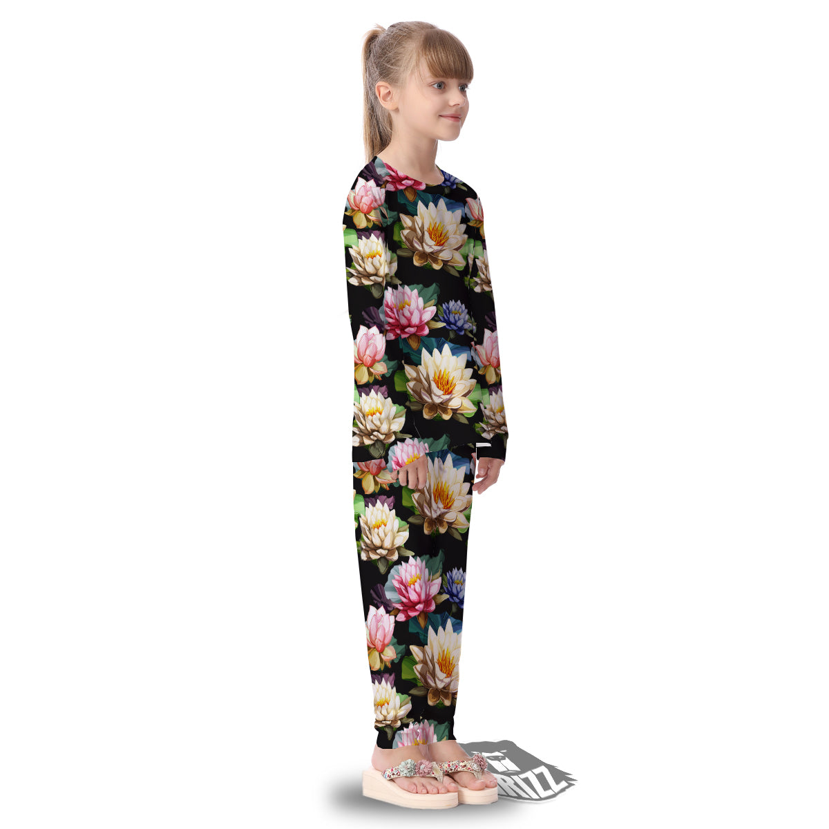 Lotus Vintage Print Pattern Kid's Pajamas-grizzshop