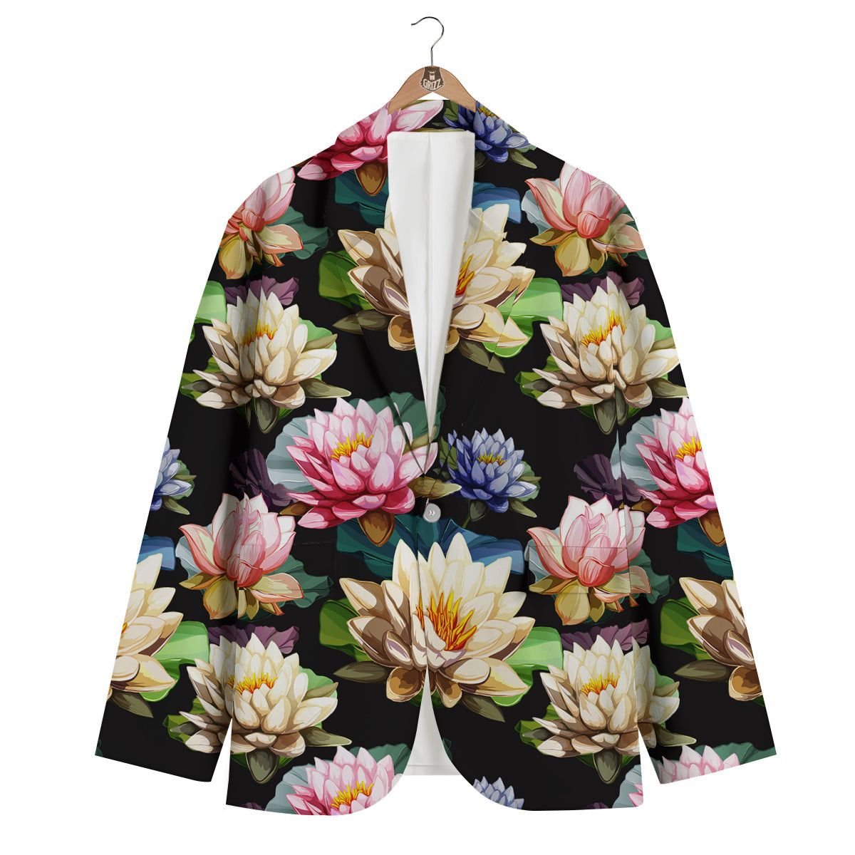 Lotus Vintage Print Pattern Men's Blazer-grizzshop