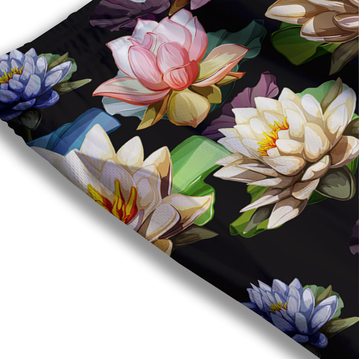 Lotus Vintage Print Pattern Mesh Shorts