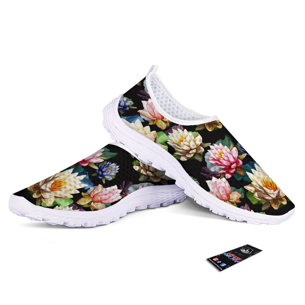 Lotus Vintage Print Pattern Nurse Shoes-grizzshop