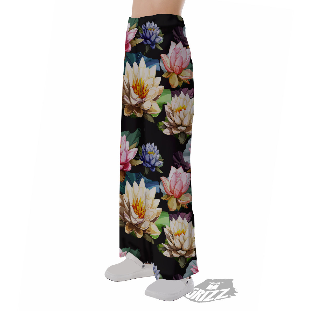 Lotus Vintage Print Pattern Pajama Pants-grizzshop