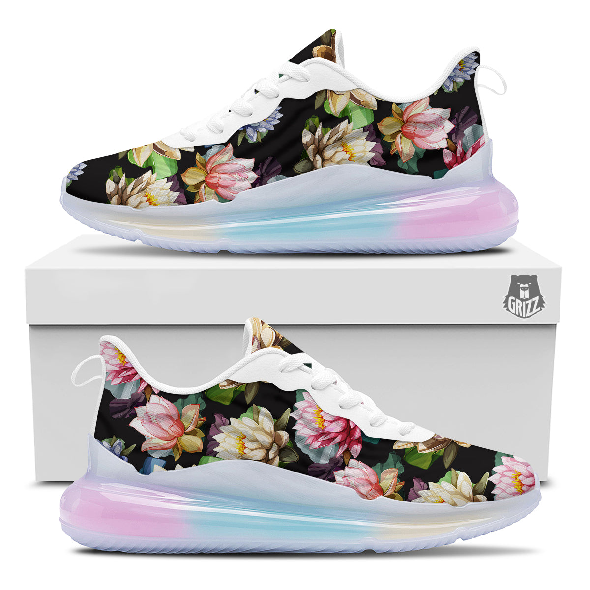 Lotus Vintage Print Pattern Running Sneakers-grizzshop