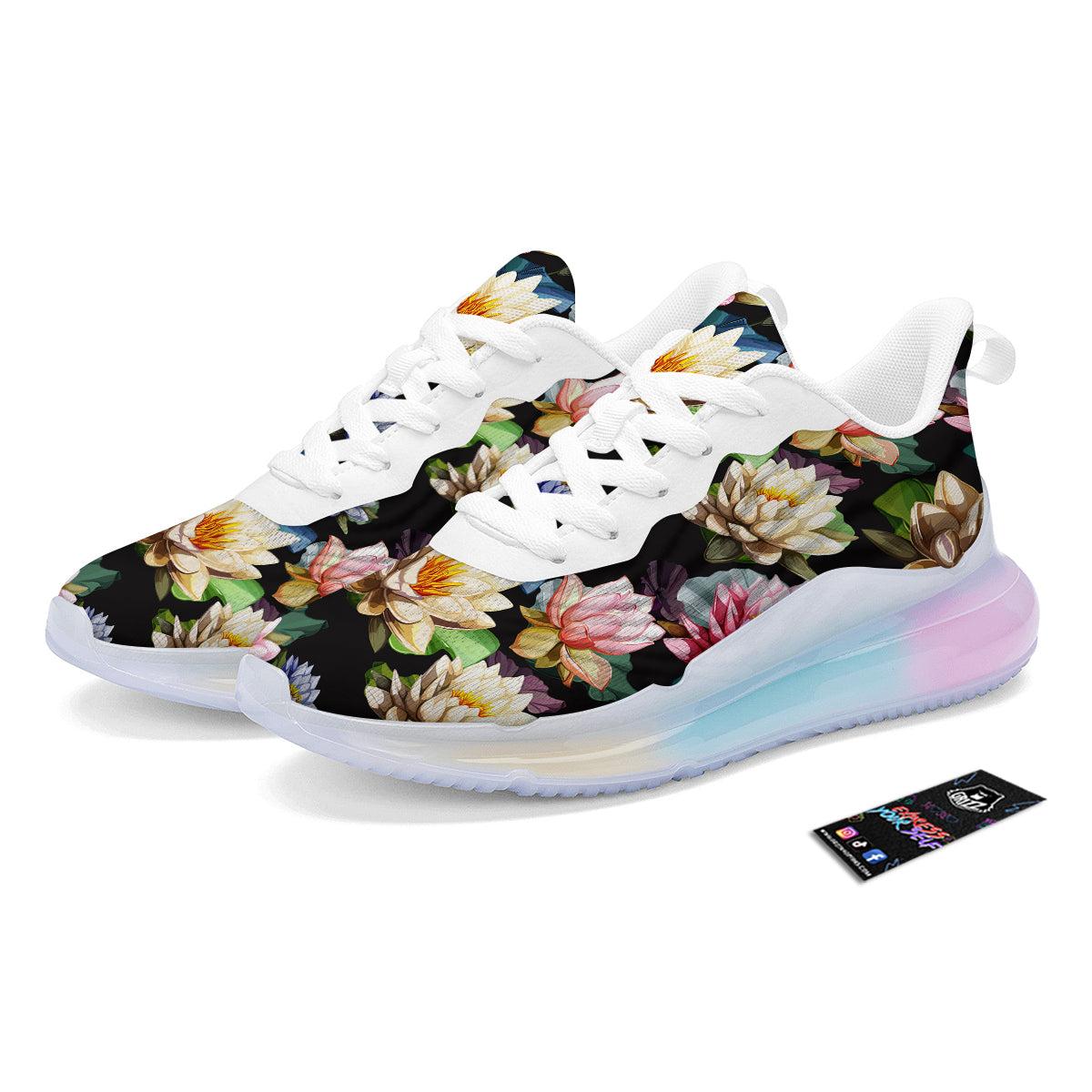 Lotus Vintage Print Pattern Running Sneakers-grizzshop