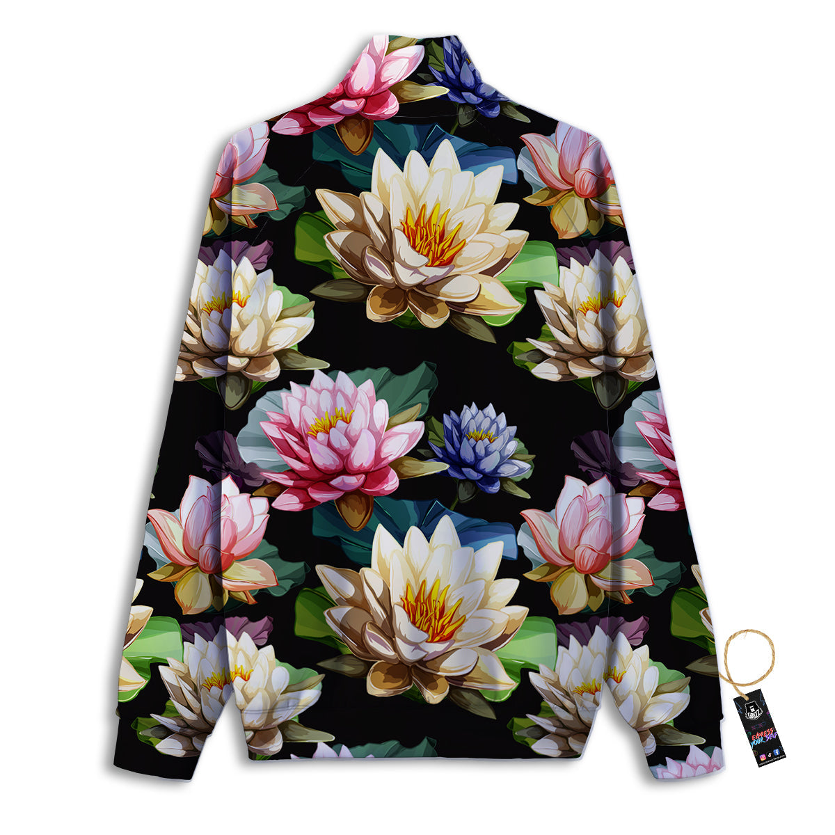 Lotus Vintage Print Pattern Track Jacket-grizzshop