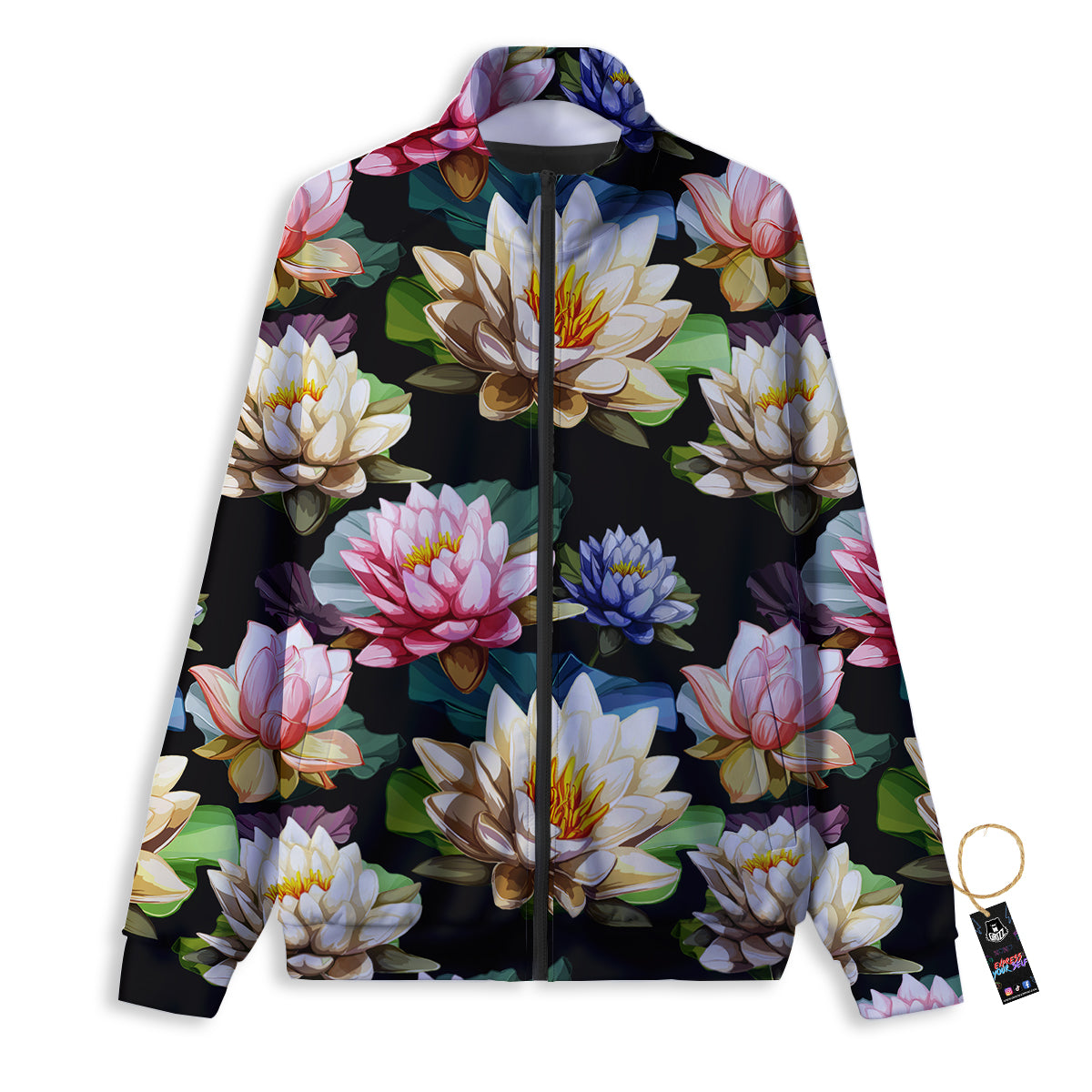 Lotus Vintage Print Pattern Track Jacket-grizzshop