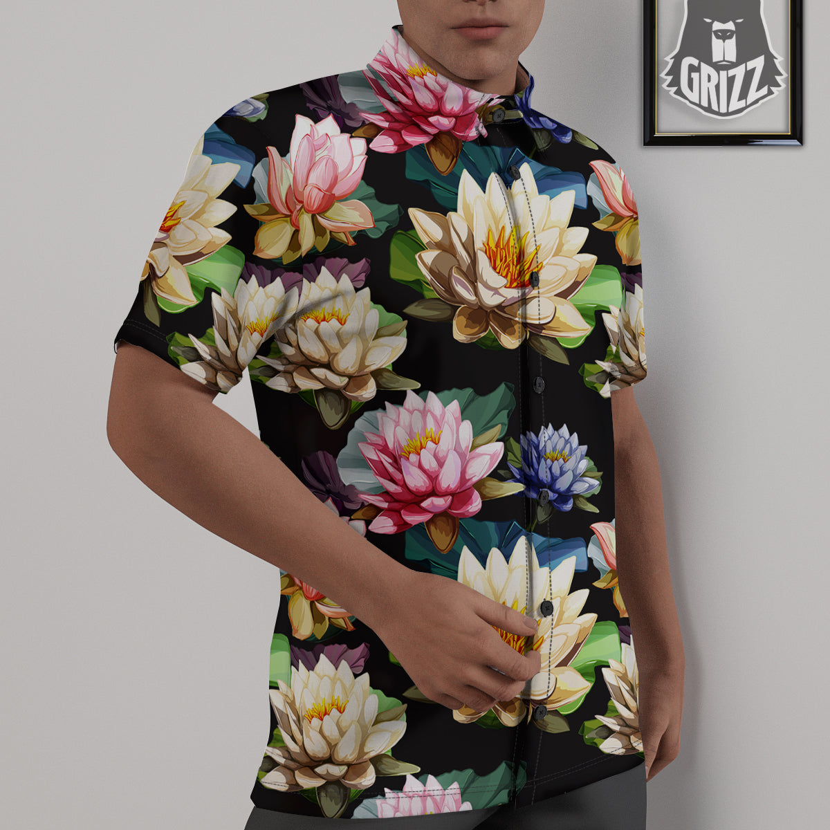 Lotus Vintage Print Pattern Untucked Shirts-grizzshop