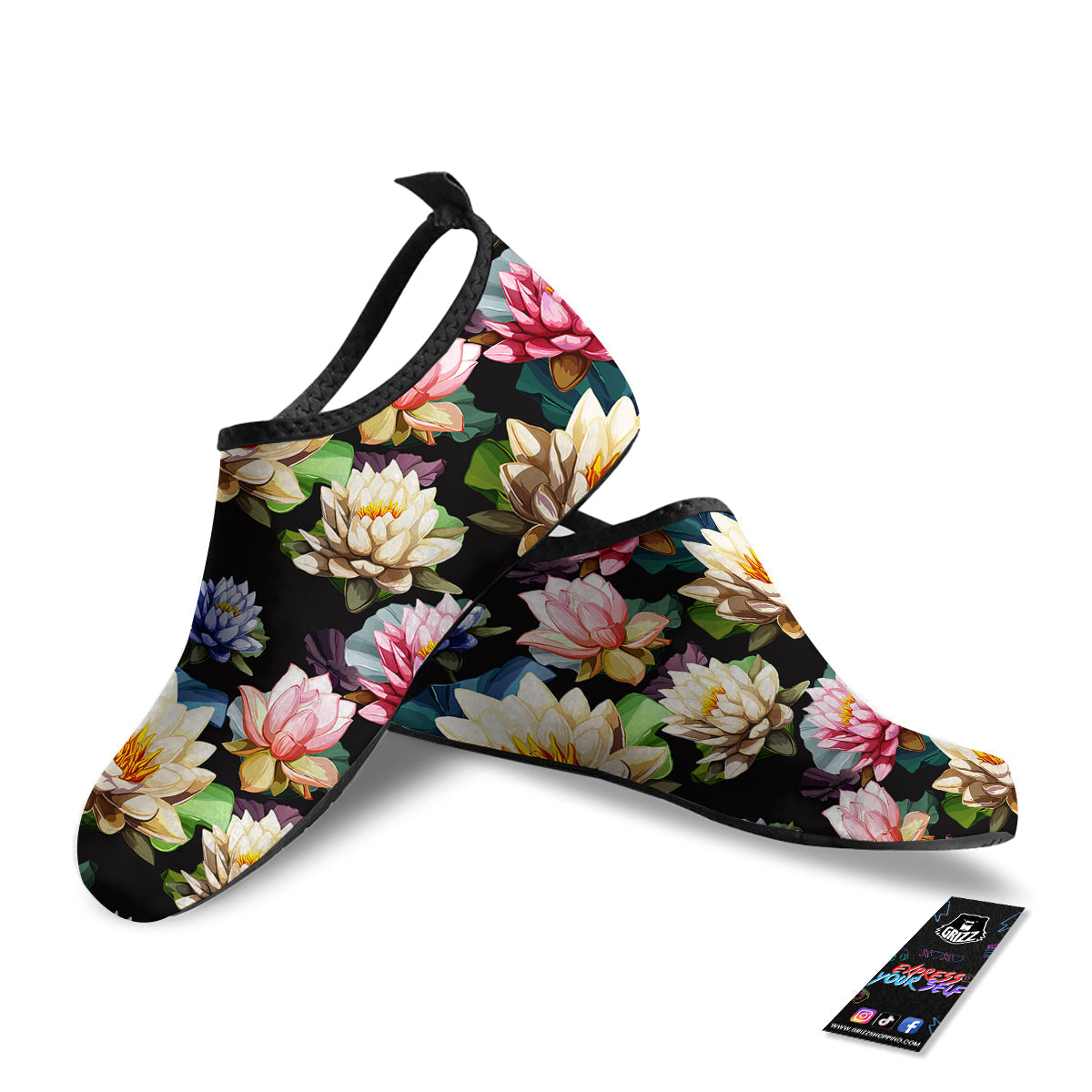 Lotus Vintage Print Pattern Water Shoes-grizzshop