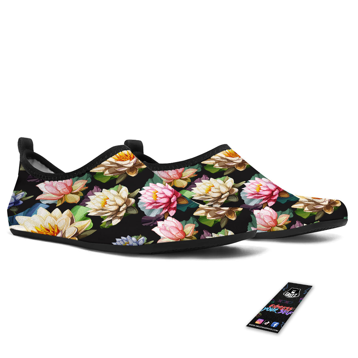 Lotus Vintage Print Pattern Water Shoes-grizzshop